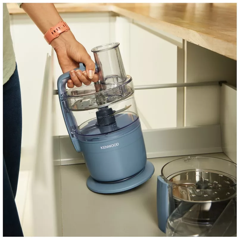 Virtuvinis kombainas Kenwood FDP23.140GY MultiPro Go — kompaktiškas nešiojamas smulkintuvas, pilkas