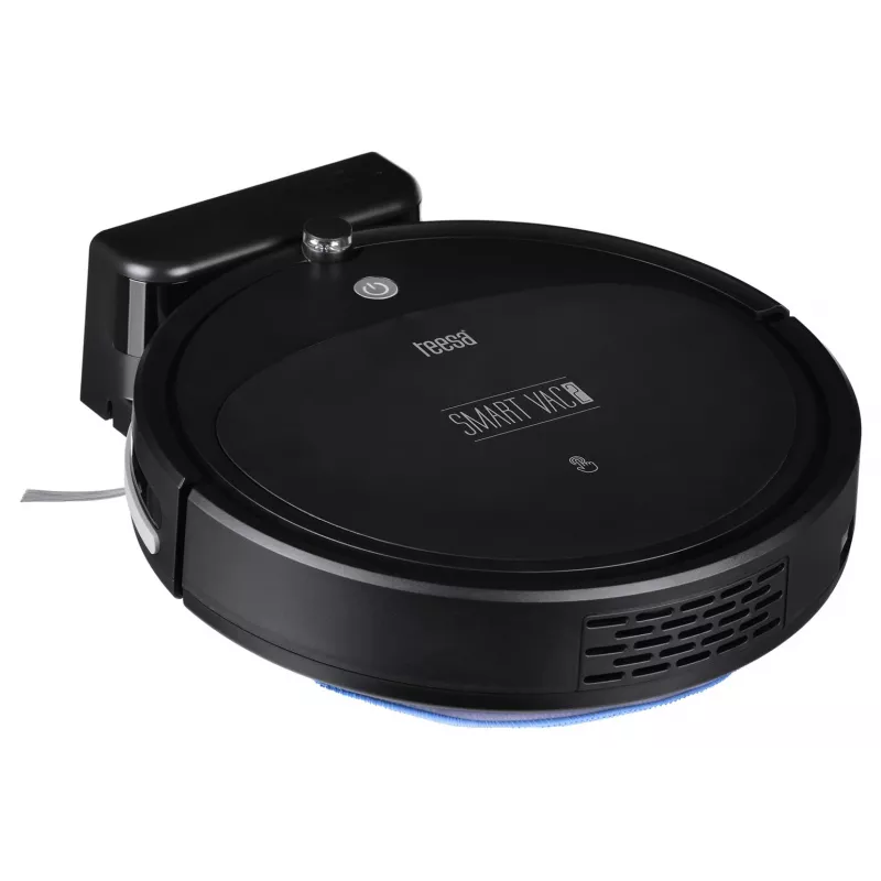 Robot vacuumeris TEESA Smart VAC 2 — apvalus, juodas, 1000 Pa siurbimo galia, 9,6 V/2000 mAh Li baterija, 0,2 L dulkių talpykla, Wi‑Fi, automatinis grįžimas