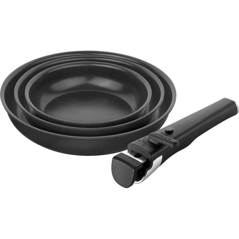 ZWILLING UNLOCK Set 3 keraminių keptuvių + Laikiklis - Juoda
