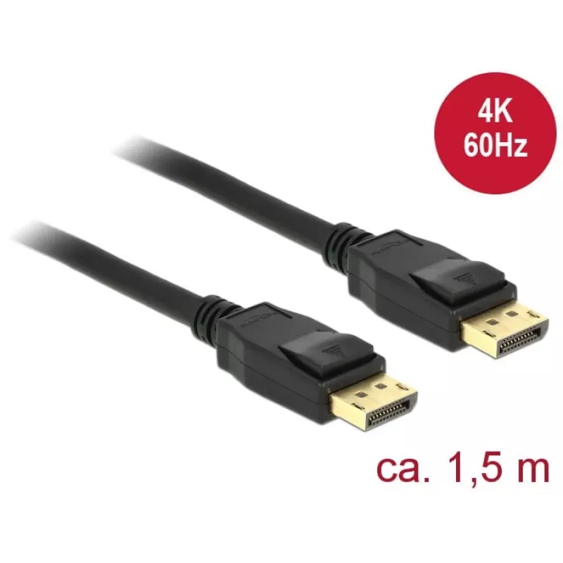 DeLOCK - DisplayPort laidas - DisplayPort (kištukas) į DisplayPort (kištukas) - 1,5 m - 4K palaikymas - juodas (85508)