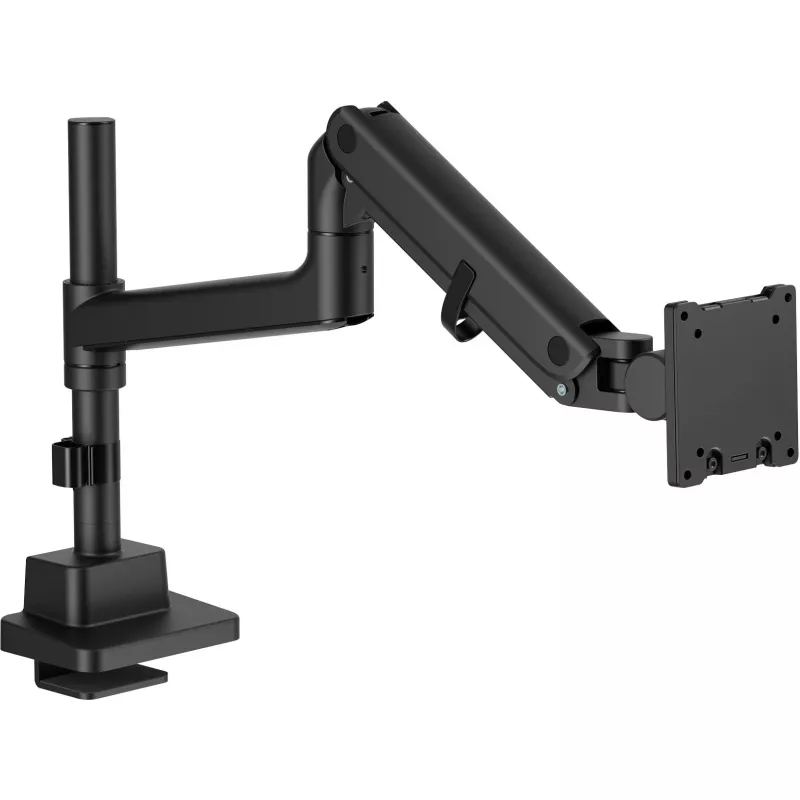 Monitoriaus laikiklis DIGITUS Single, spaustuvas, iki 57 colių, 27 kg talpa, VESA 75x75–100x100, reguliuojamas aukštis, pakreipimas -75° iki 75°, juodas