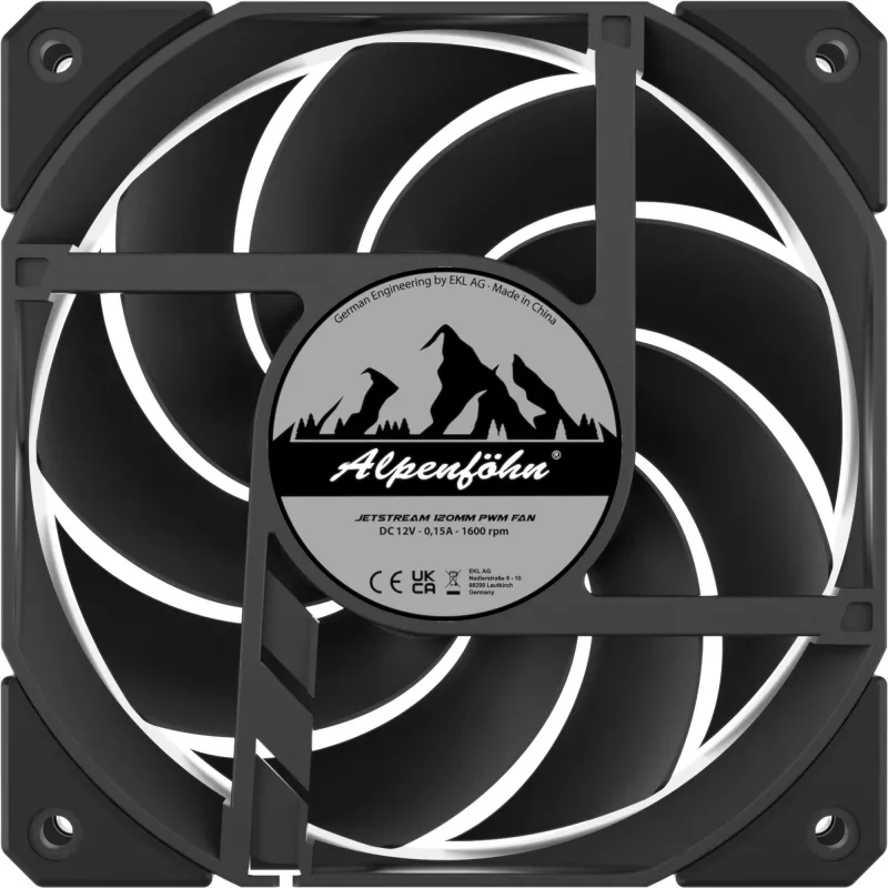 ALPENFÖHN Jetstream 120 mm PWM korpusinis ventiliatorius - juodas
