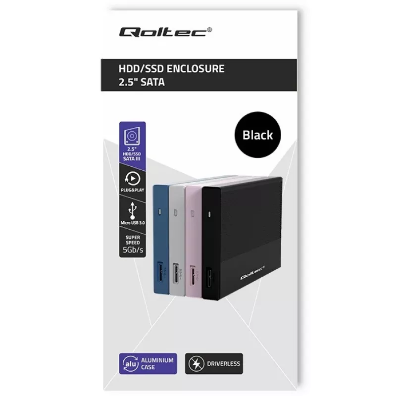 Korpusas 2,5 colio SATA SSD/HDD QOLTEC 52277 USB 3.0