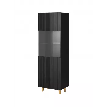 Vitrina Cama Meble PAFOS 60x40x182 cm matinė juoda — pastatoma prie sienos laikymo spinta