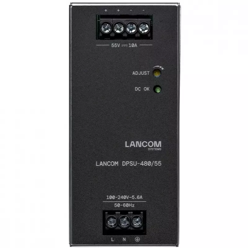 Maitinimo blokas Lancom Systems LANCOM DPSU-480/55 — 480 W, AC 100–240 V, TS35 DIN, juoda / plienas