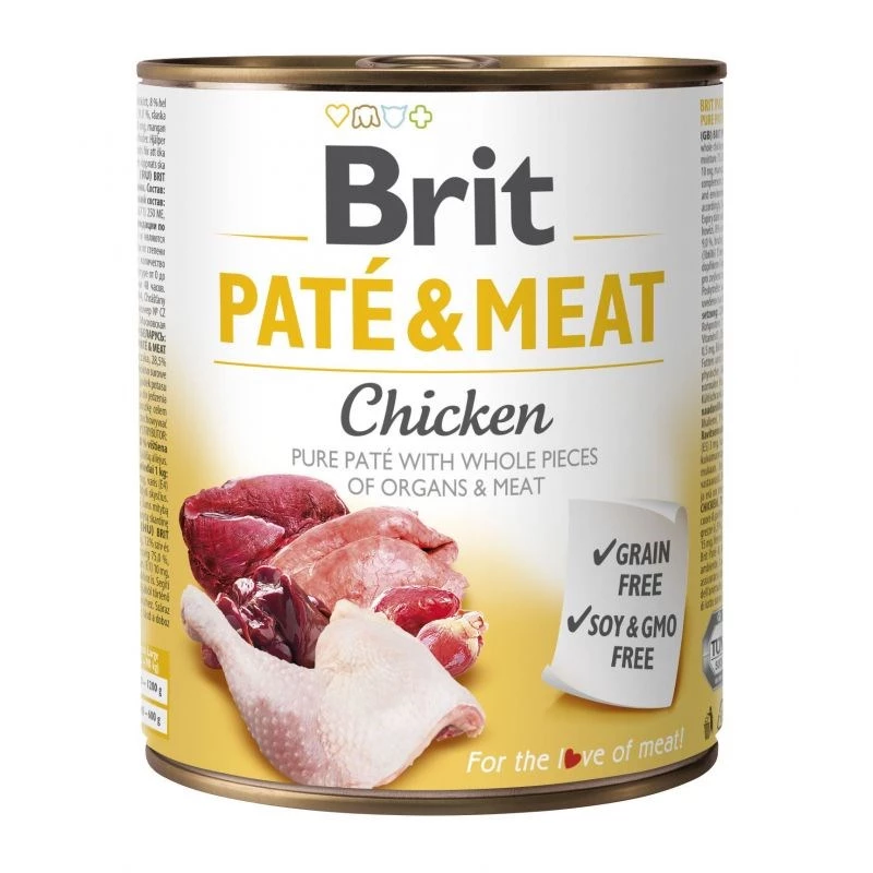 BRIT Paté & Meat su vištiena – šlapias šunų maistas – 800 g