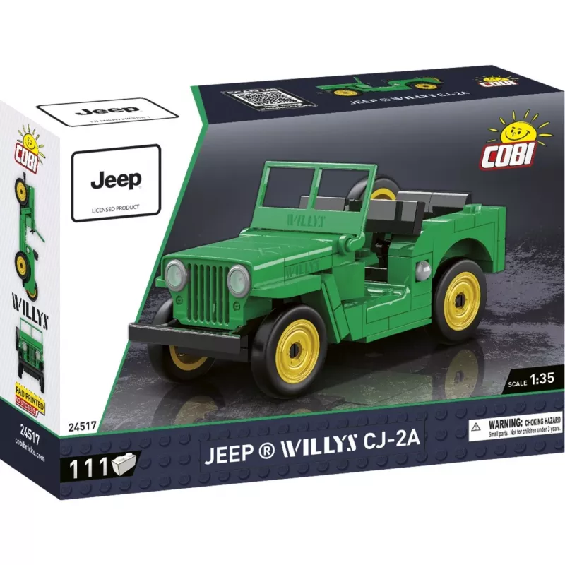 Konstrukcinis žaislas Cobi Jeep Willys CJ-2A žalias modelis 24517 – kaladėlių rinkinys