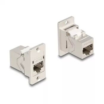 DeLOCK skydinio montavimo RJ45 Keystone modulio adapteris lizdas į lizdą Cat.6A metalinis kūginis