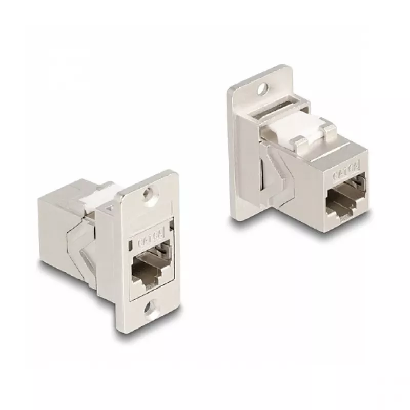 DeLOCK skydinio montavimo RJ45 Keystone modulio adapteris lizdas į lizdą Cat.6A metalinis kūginis