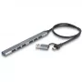 DELOCK 4 prievadų plonas USB šakotuvas — USB 3.2 Gen 1 priegloba Type-C, 3× USB 5 Gbps Type-C + 1× USB 5 Gbps Type-A, pilkas, metalinis