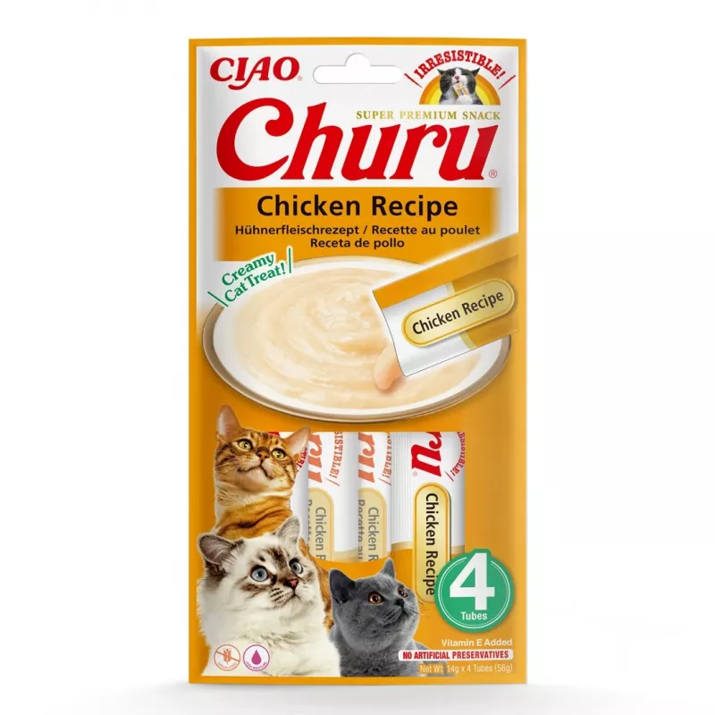 INABA Churu Chicken - kačių skanėstai - 4x14 g
