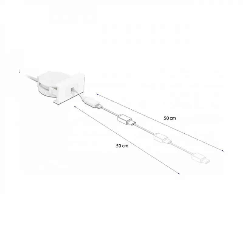 Laidas DeLOCK Easy 45 modulis USB 2.0 ištraukiamas laidas USB Type-A į 8 Pin Lightning moteriška balta