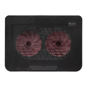 Nešiojamojo kompiuterio aušinimo padėklas SAVIO COS-02, 2 ventiliatoriai 14 cm, maitinamas per USB, tinka iki 17,3 colių, juodas