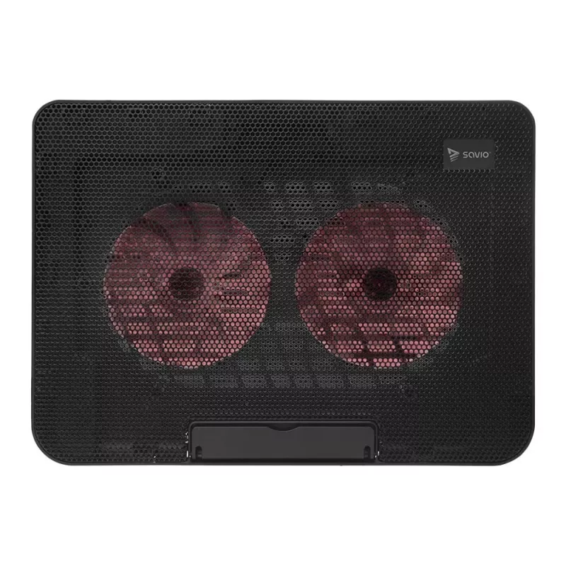 Nešiojamojo kompiuterio aušinimo padėklas SAVIO COS-02, 2 ventiliatoriai 14 cm, maitinamas per USB, tinka iki 17,3 colių, juodas