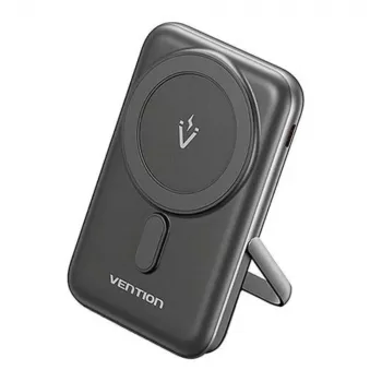 Išorinė baterija Vention 10000mAh Magnetic Wireless 20W, 1×USB-C, belaidis įkrovimas, juoda