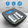 Baterijų įkroviklis everActive NC1000MV2 — Ni-MH 4 vietų USB-C įkroviklis, 4 elementai, 5V, juodas, 110×99×38 mm