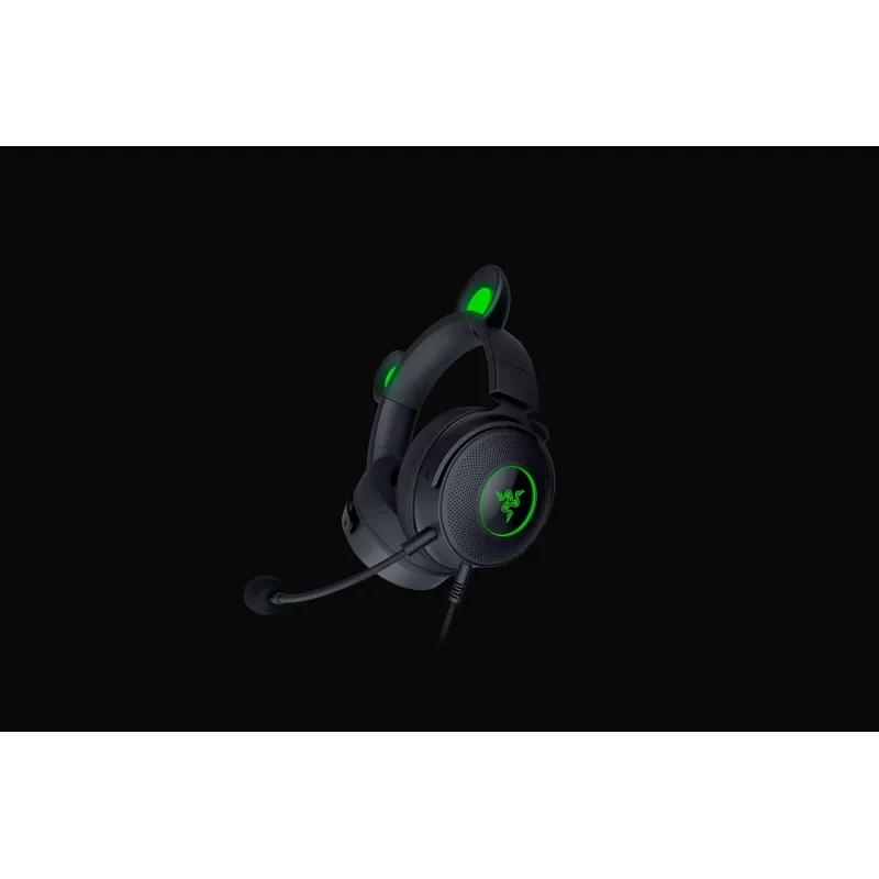 Razer Kraken V2 Pro Kitty Edition – laidinis ausinių komplektas, uždengiančios ausines, juodos spalvos, žaidimams