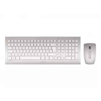 CHERRY DW 8000 klaviatūra su pele, biurui, belaidė RF, QWERTZ vokiečių k., sidabrinė/baltos spalvos