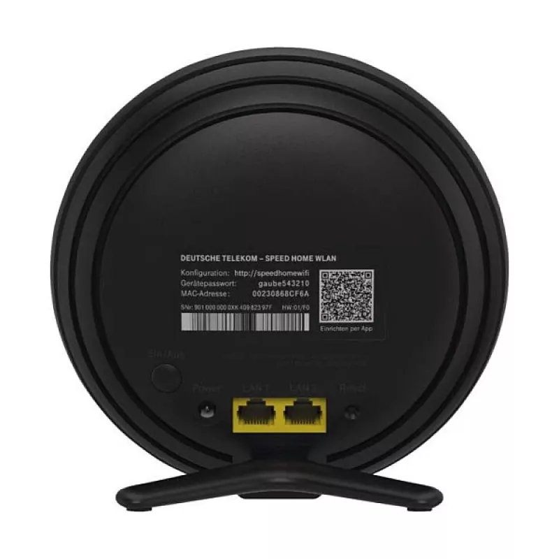 Belaidis stalinis / ant stulpo maršrutizatorius Telekom 40824613 — dviejų dažnių 2,4/5 GHz, Wi‑Fi 6 (802.11ax), Gigabit Ethernet, vidinės antenos, juodas