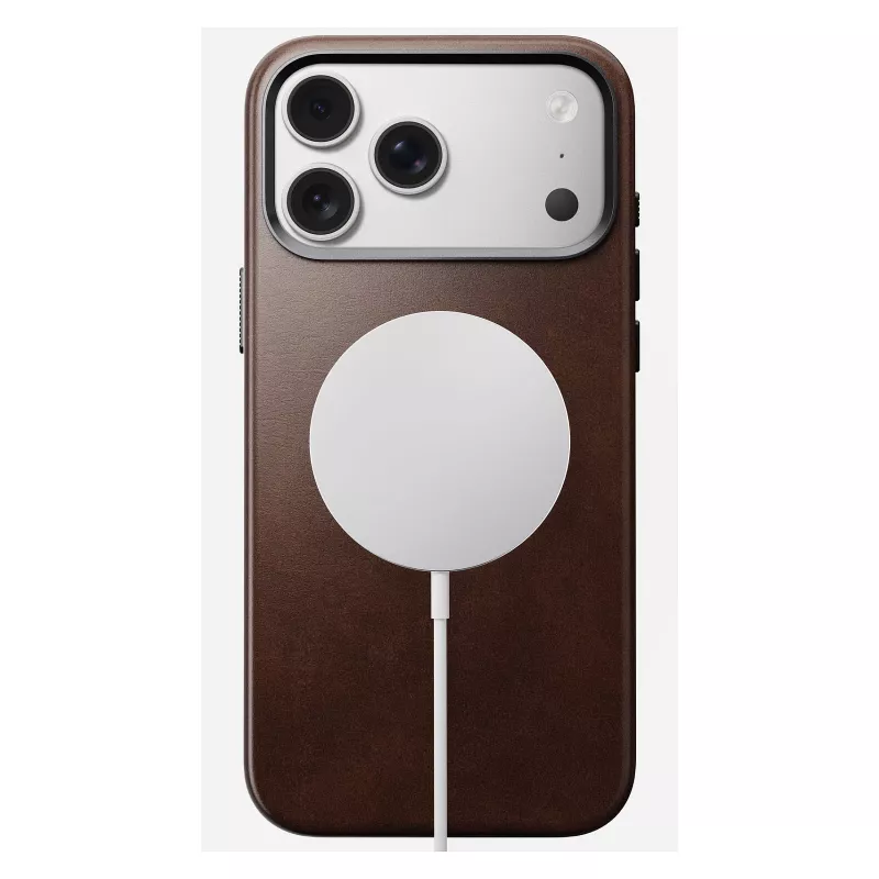 Mobiliojo telefono dėklas Nomad Traditional Leather Case, skirtas iPhone 17 Pro Max, oda / aliuminis / mikropluoštas, tinka 6,9 col. (Ruda)