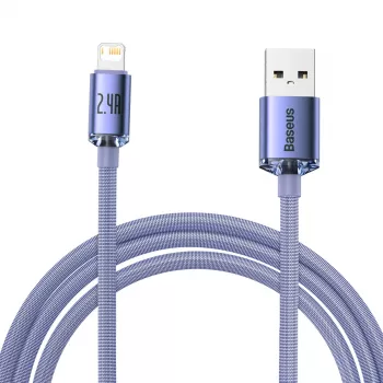 Baseus Crystal Shine laidas USB į Lightning, 2,4A, 2 m (violetinė)