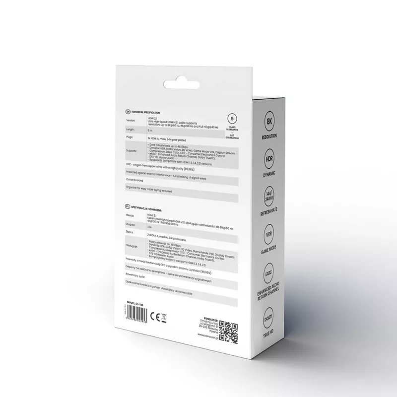 HDMI laidas Savio CL-143 3m