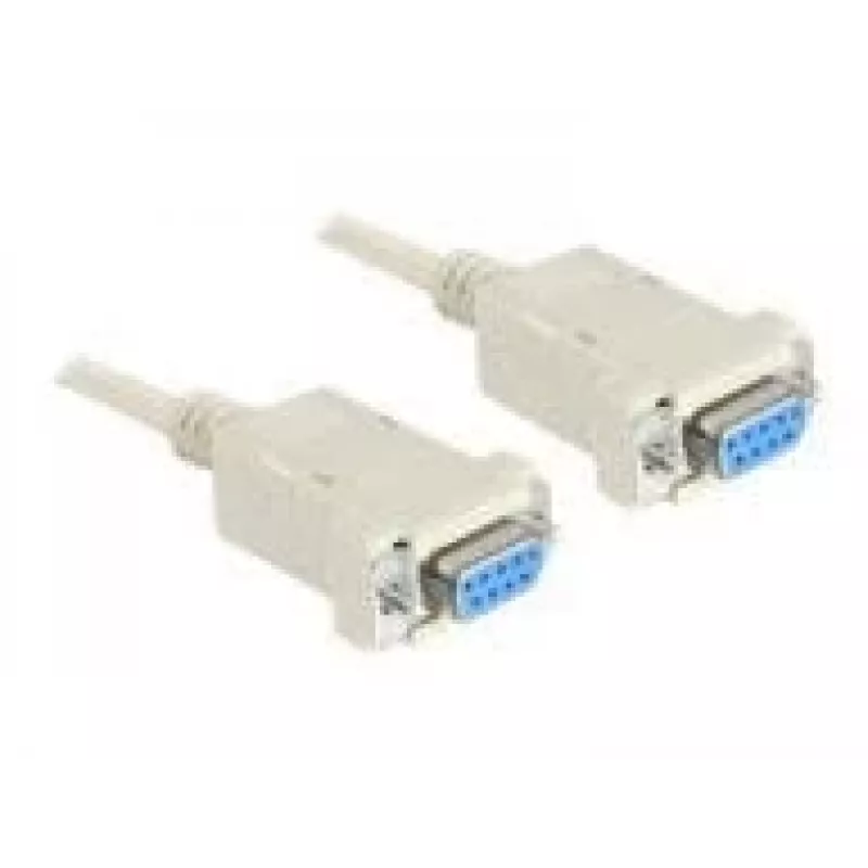 Serial Nullmodem 9 pin female auf 9 pin female 1.8 m, kabelis pilkas, 1,8 metro
