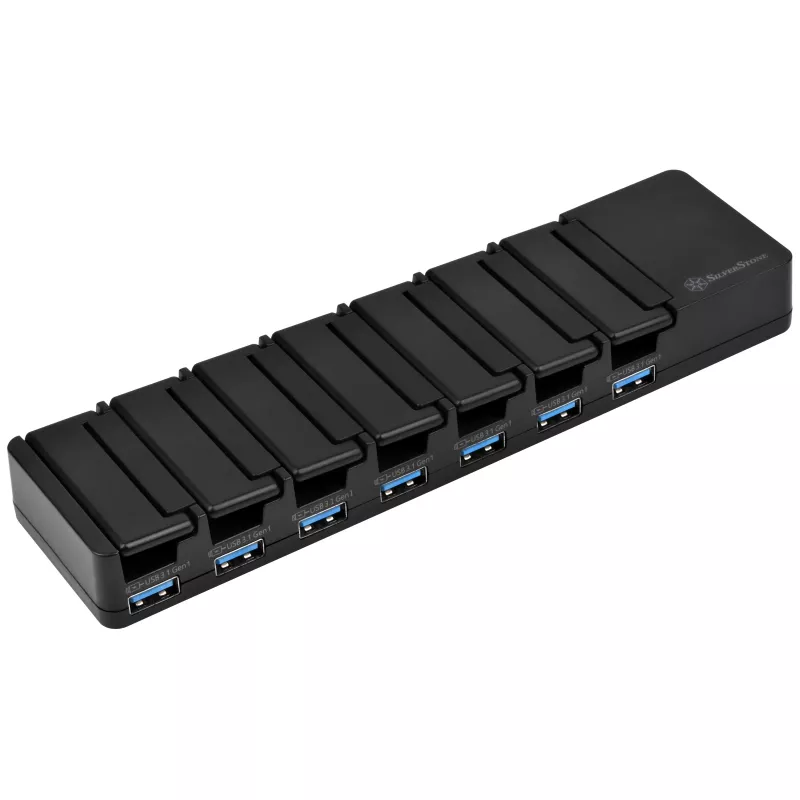 USB 3.1 Gen 1 stalinis šakotuvas SidabrinėSTONE SST-UC03B-PRO — 7 USB prievadai