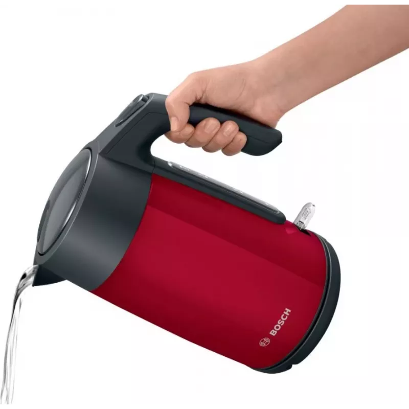 Elektrinis virdulys Bosch TWK7L464 — 1,7 l talpa, 2400 W, raudonas, plastikinis korpusas
