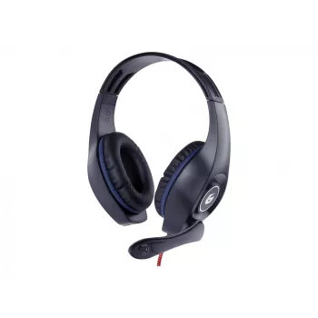 Laidinės žaidimų ausinės GEMBIRD GHS-05-B, apskritos, 20–20000 Hz, 2 m laidas, 250 g, juodos/mėlynos