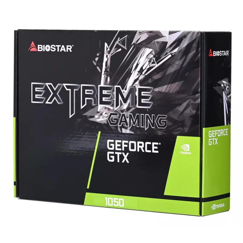 Diskreti vaizdo plokštė BIOSTAR GeForce GTX 1050 4 GB GDDR5, 1455 MHz pagreitis, 128 bitų, PCIe 3.0, 2 ventiliatoriai