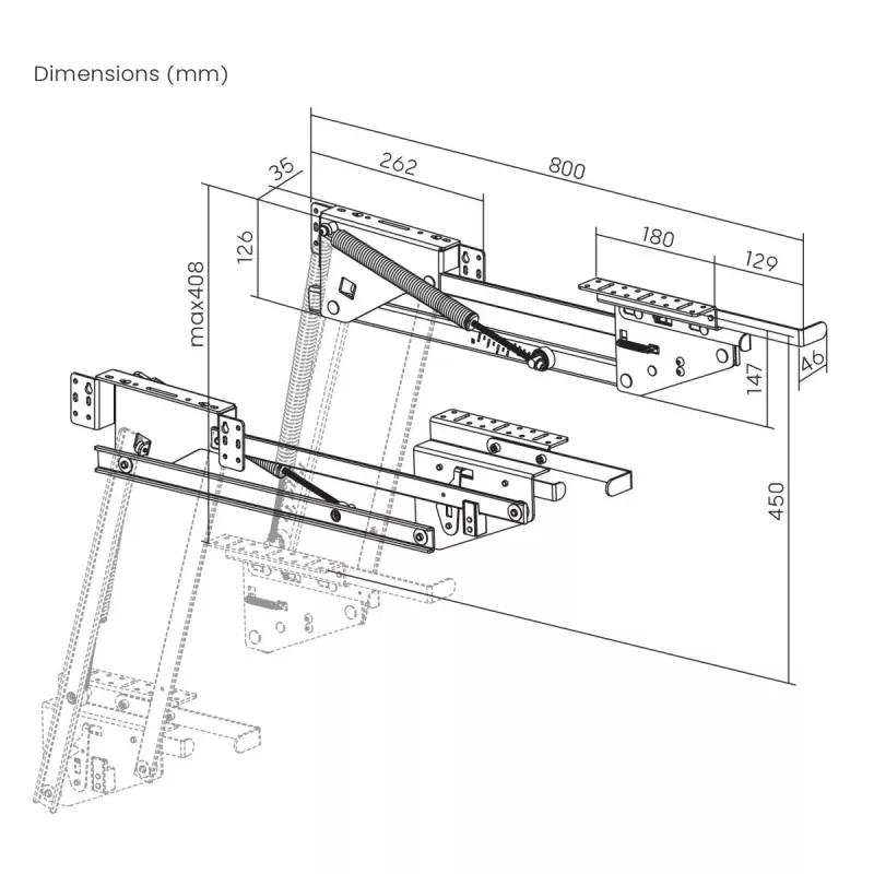 Virtuvės spintelės prailginimo mechanizmas MACLEAN MC-497 – elevatorius viršutinėms spintelėms, pakeliamas mechanizmas