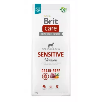 Sausas šunų maistas Brit Care Grain-Free Sensitive 12 kg — Bulvė ir elniena, Suaugę šunys, Jautrus skrandis, Be glitimo ir laktozės