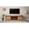 TV cabinet Cama Meble GRANERO su židinio spintele, Wotan ąžuolas, 2000×350×567 mm, 2 durelės, 2 lentynos