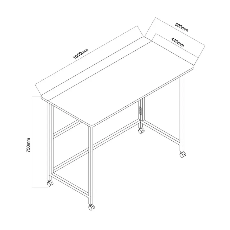 Maclean sulankstomas stalas, juodas, mobilus, 100x50cm, maks. 50kg MC-1250 B
