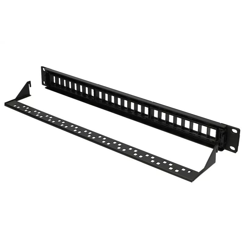 Patchpanel Extralink 24 prievadų U/UTP (UTP) modulinis, 1U, juodas, 482,6 mm plotis