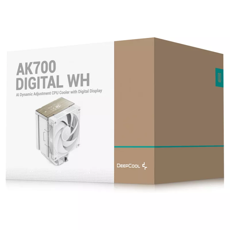 Oro aušintuvas DeepCool AK700 Digital WH, 120 mm ventiliatorius, palaiko AM5/AM4/LGA 1700/1200/1155/1151/1150, baltas