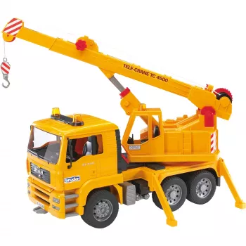 Kraninis sunkvežimis BRUDER MAN BR-02754, ABS konstrukcija, geltonas, 4+ metų (be šviesos ir garso modulio)
