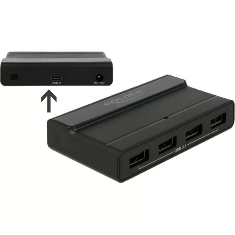 USB koncentratorius DeLOCK išorinis 4 prievadų 10 Gbps