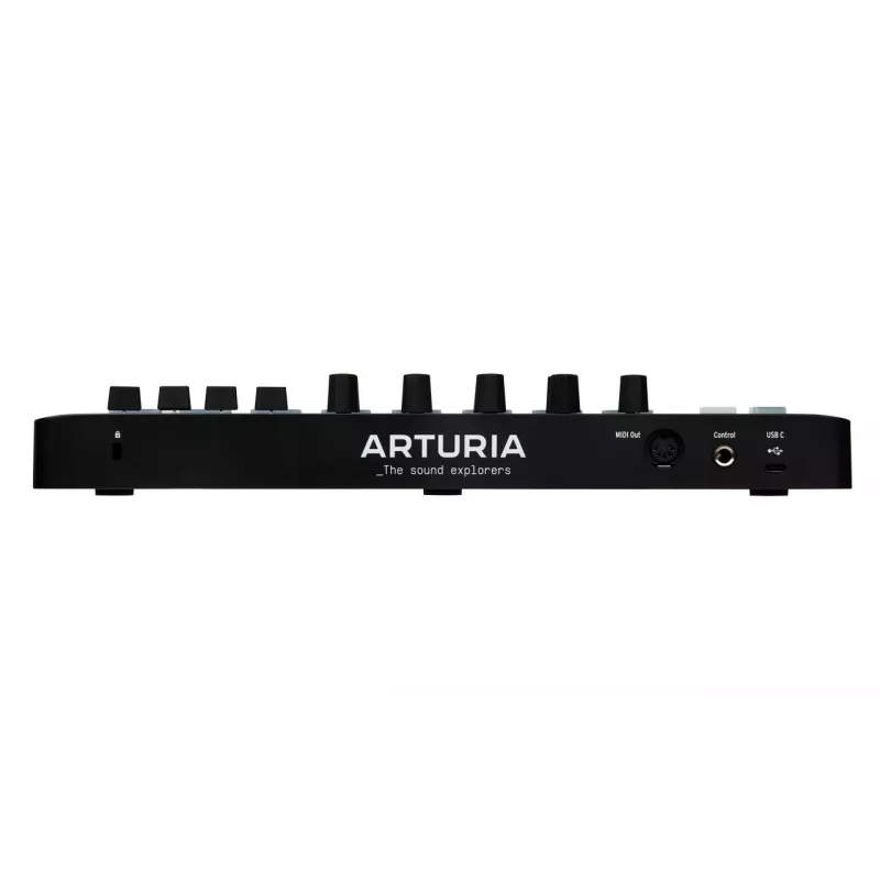 MIDI valdiklis ARTURIA MiniLab 3 — 25 klavišų kompaktiška USB MIDI klaviatūra su MIDI Out, įvairiaspalviais foniniais apšvietimais