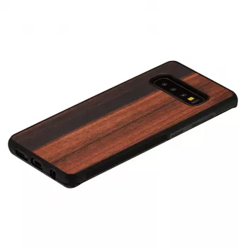 man and wood išmaniojo telefono dėklas Samsung Galaxy S10 – juodmedžio juodas, apsauginė medinė nugarėlė ir buferis
