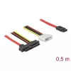 Delock - SATA / SAS laidas - SAS 12 Gbit/s - vidinis maitinimo šaltinis, 4 kontaktų, vidinis SAS, 29 kontaktų (SFF-8482) į SATA (W) - 50 cm