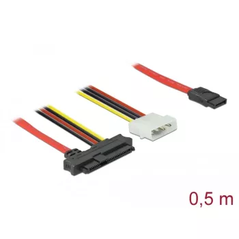 Delock - SATA / SAS laidas - SAS 12 Gbit/s - vidinis maitinimo šaltinis, 4 kontaktų, vidinis SAS, 29 kontaktų (SFF-8482) į SATA (W) - 50 cm