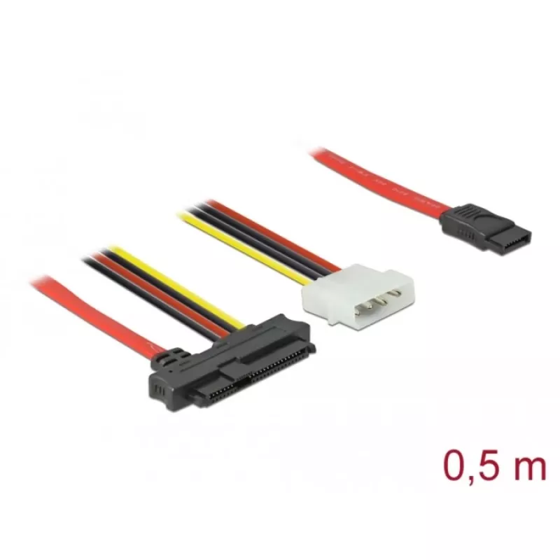 Delock - SATA / SAS laidas - SAS 12 Gbit/s - vidinis maitinimo šaltinis, 4 kontaktų, vidinis SAS, 29 kontaktų (SFF-8482) į SATA (W) - 50 cm