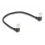 DeLOCK RJ45 tinklo kabelis Cat.6A S/FTP plonas 90° žemyn 0,25 m juodas