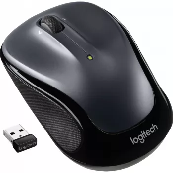 LOGITECH M325s pelė, tinkama dešinei ir kairei rankai, optinė, 5 mygtukai, belaidė, 2,4 GHz, USB belaidis imtuvas, tamsiai pilka