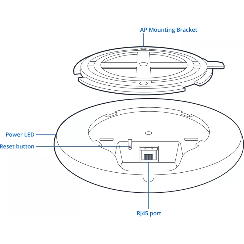 Belaidis prieigos taškas Teltonika TAP400 Wi‑Fi 6, 2.4/5 GHz, 3000 Mbit/s, PoE, 1x LAN, 3 antenos, balta