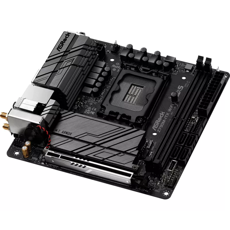 Motininė plokštė ASRock Z790M-ITX WiFi — Intel Z790, LGA 1700, mini ITX, DDR5, 2x DIMM, 64GB, 2.5Gb LAN, Wi‑Fi 6E