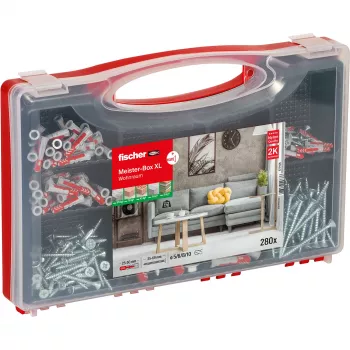 FISCHER tvirtinimo rinkinys Meister-Box XL 210 vnt. – inkarų, varžtų ir kaiščių asortimentas