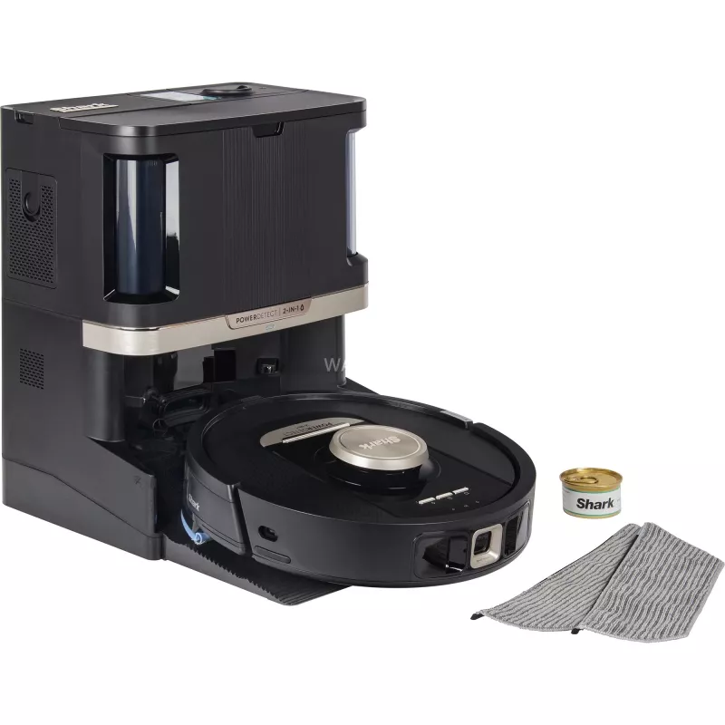 Shark PowerDetect NeverTouch Pro RV2800ZEEU 2-in-1 dulkių siurblys ir šluostymo robotas, LiDAR, 20kPa, juodas